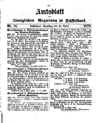 Amtsblatt für den Regierungsbezirk Düsseldorf Samstag 16. April 1870