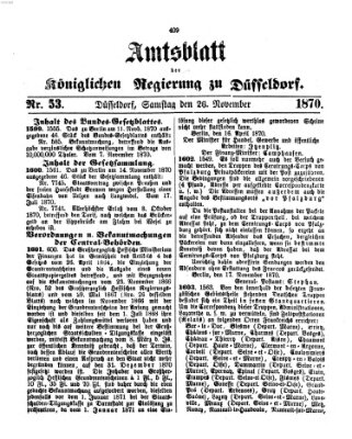 Amtsblatt für den Regierungsbezirk Düsseldorf Samstag 26. November 1870
