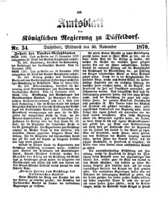 Amtsblatt für den Regierungsbezirk Düsseldorf Mittwoch 30. November 1870