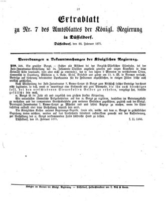 Amtsblatt für den Regierungsbezirk Düsseldorf Mittwoch 22. Februar 1871