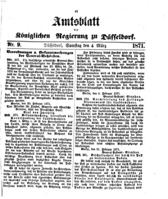 Amtsblatt für den Regierungsbezirk Düsseldorf Samstag 4. März 1871