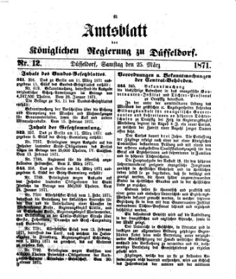 Amtsblatt für den Regierungsbezirk Düsseldorf Samstag 25. März 1871