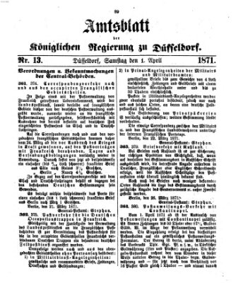 Amtsblatt für den Regierungsbezirk Düsseldorf Samstag 1. April 1871