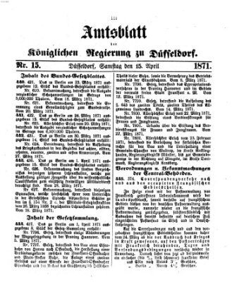Amtsblatt für den Regierungsbezirk Düsseldorf Samstag 15. April 1871