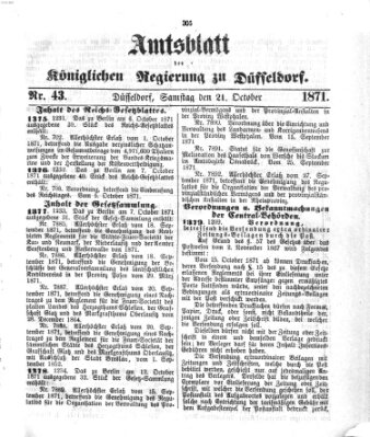 Amtsblatt für den Regierungsbezirk Düsseldorf Samstag 21. Oktober 1871