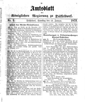 Amtsblatt für den Regierungsbezirk Düsseldorf Samstag 13. Januar 1872
