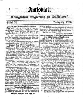 Amtsblatt für den Regierungsbezirk Düsseldorf Samstag 3. August 1872