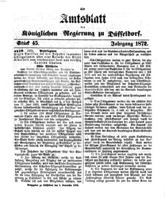 Amtsblatt für den Regierungsbezirk Düsseldorf Samstag 9. November 1872