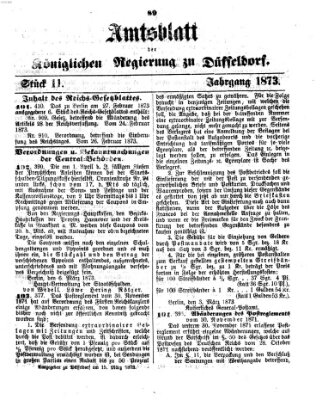 Amtsblatt für den Regierungsbezirk Düsseldorf Samstag 15. März 1873