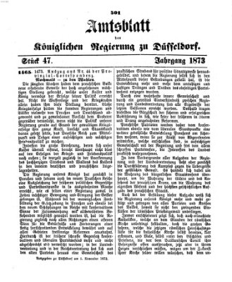 Amtsblatt für den Regierungsbezirk Düsseldorf Samstag 1. November 1873