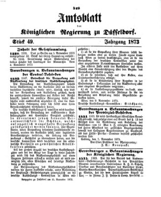 Amtsblatt für den Regierungsbezirk Düsseldorf Samstag 15. November 1873