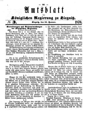 Amts-Blatt der Preußischen Regierung zu Liegnitz Samstag 15. Januar 1870