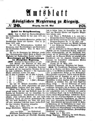 Amts-Blatt der Preußischen Regierung zu Liegnitz Samstag 14. Mai 1870