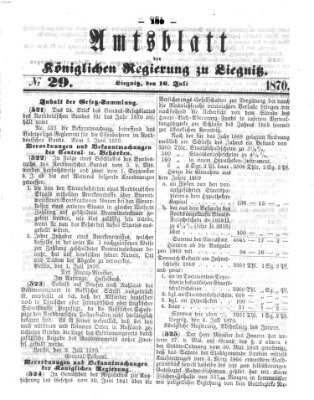 Amts-Blatt der Preußischen Regierung zu Liegnitz Samstag 16. Juli 1870