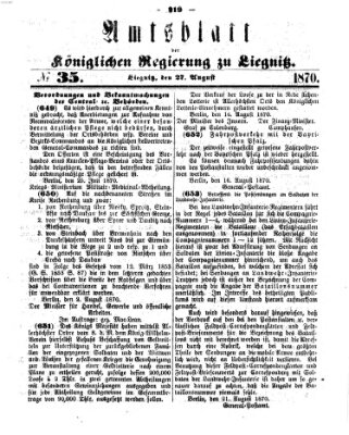 Amts-Blatt der Preußischen Regierung zu Liegnitz Samstag 27. August 1870