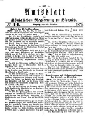 Amts-Blatt der Preußischen Regierung zu Liegnitz Samstag 29. Oktober 1870