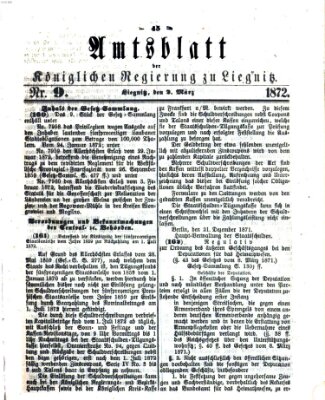Amts-Blatt der Preußischen Regierung zu Liegnitz Samstag 2. März 1872