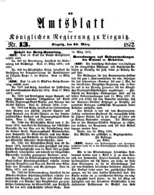 Amts-Blatt der Preußischen Regierung zu Liegnitz Samstag 30. März 1872