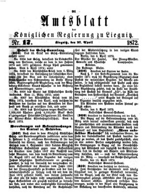 Amts-Blatt der Preußischen Regierung zu Liegnitz Samstag 27. April 1872