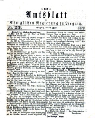 Amts-Blatt der Preußischen Regierung zu Liegnitz Samstag 8. Juni 1872