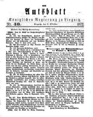 Amts-Blatt der Preußischen Regierung zu Liegnitz Samstag 5. Oktober 1872