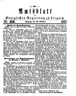 Amts-Blatt der Preußischen Regierung zu Liegnitz Samstag 26. Oktober 1872