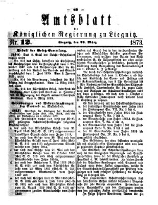 Amts-Blatt der Preußischen Regierung zu Liegnitz Samstag 22. März 1873