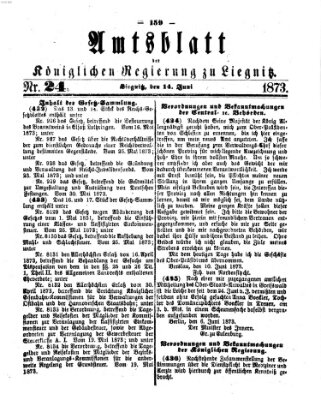 Amts-Blatt der Preußischen Regierung zu Liegnitz Samstag 14. Juni 1873