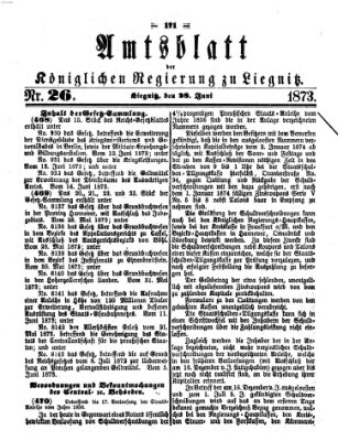 Amts-Blatt der Preußischen Regierung zu Liegnitz Samstag 28. Juni 1873