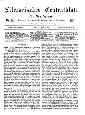 Literarisches Zentralblatt für Deutschland Samstag 8. Juli 1871