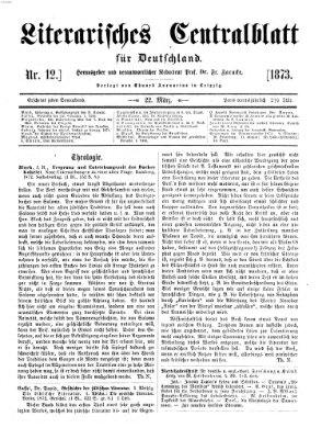 Literarisches Zentralblatt für Deutschland Samstag 22. März 1873