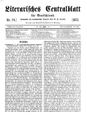 Literarisches Zentralblatt für Deutschland Samstag 14. Juni 1873
