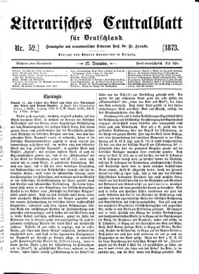 Literarisches Zentralblatt für Deutschland Samstag 27. Dezember 1873