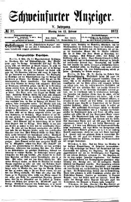 Schweinfurter Anzeiger Montag 12. Februar 1872