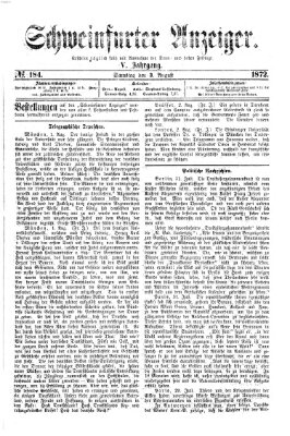 Schweinfurter Anzeiger Samstag 3. August 1872