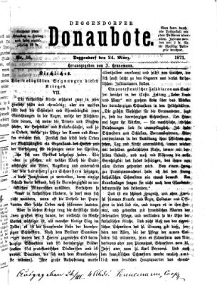 Deggendorfer Donaubote Freitag 24. März 1871