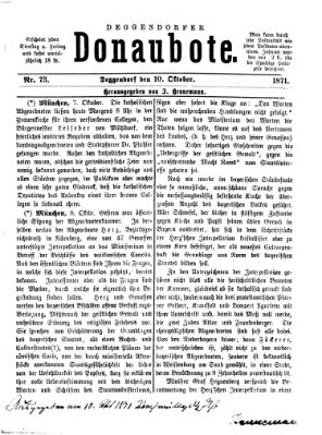 Deggendorfer Donaubote Dienstag 10. Oktober 1871