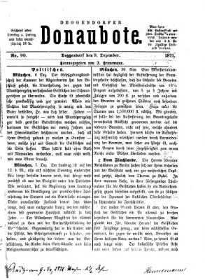 Deggendorfer Donaubote Samstag 9. Dezember 1871