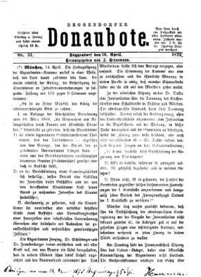 Deggendorfer Donaubote Dienstag 16. April 1872