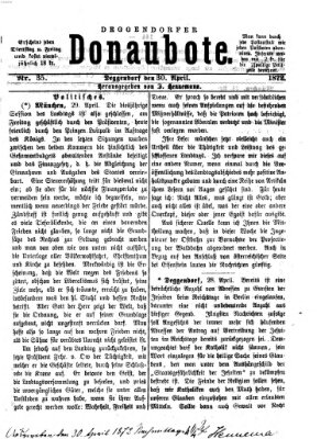 Deggendorfer Donaubote Dienstag 30. April 1872