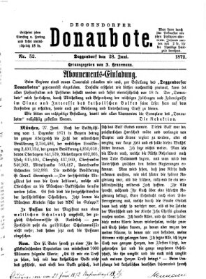 Deggendorfer Donaubote Freitag 28. Juni 1872