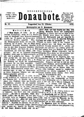 Deggendorfer Donaubote Freitag 31. Oktober 1873