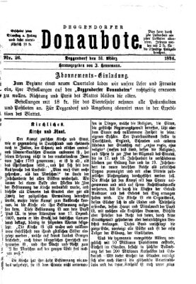 Deggendorfer Donaubote Dienstag 31. März 1874