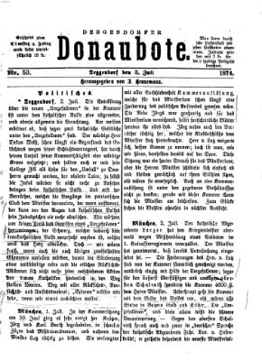Deggendorfer Donaubote Freitag 3. Juli 1874