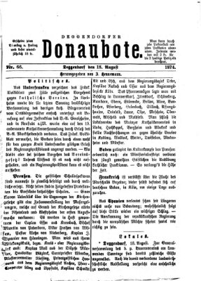 Deggendorfer Donaubote Dienstag 18. August 1874