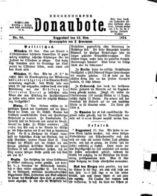 Deggendorfer Donaubote Dienstag 24. November 1874