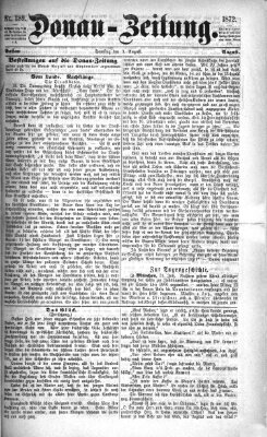 Donau-Zeitung Samstag 3. August 1872