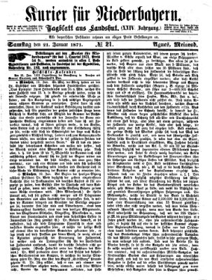 Kurier für Niederbayern Samstag 21. Januar 1871