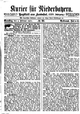 Kurier für Niederbayern Samstag 4. Februar 1871