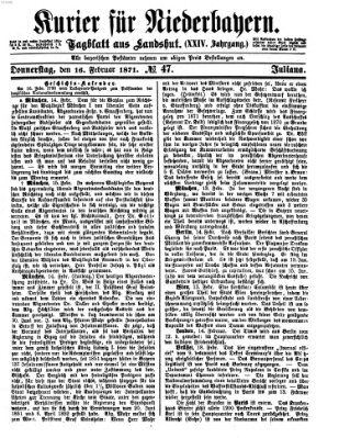 Kurier für Niederbayern Donnerstag 16. Februar 1871
